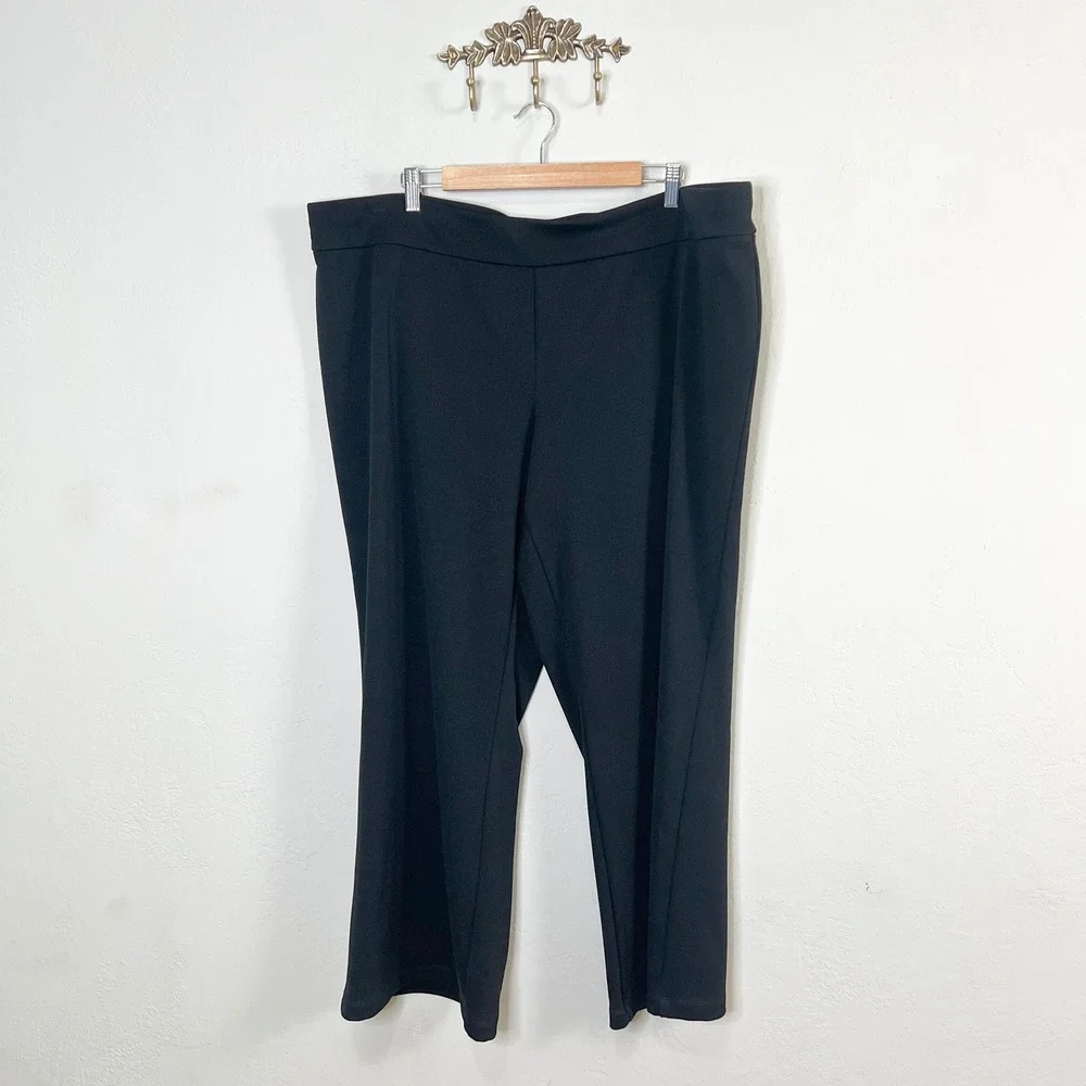 Lane Bryant Modern Knit Pants Black Petite 22/24 Straight Leg Elastic Waist NWT‎